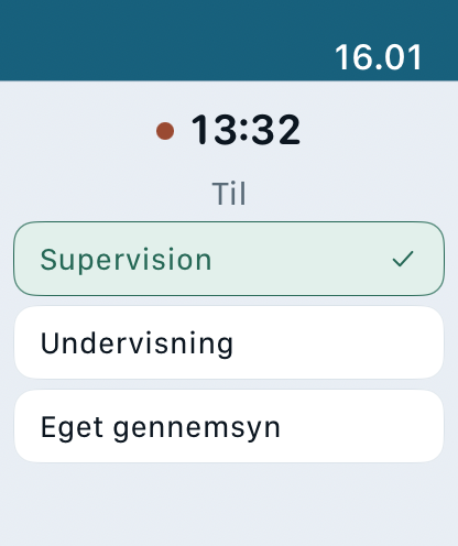 Apple Watch: vælg formål for markeringen — Supervision, Undervisning eller Egen