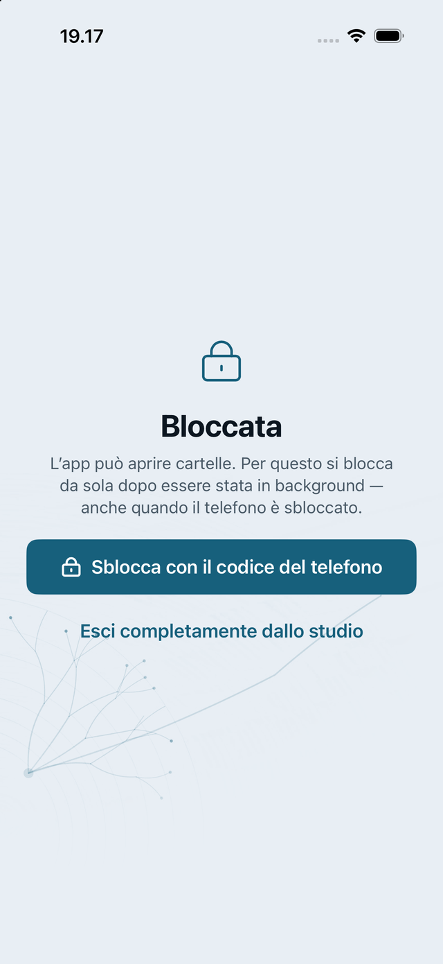 La schermata di blocco: l’app è bloccata e Face ID la apre