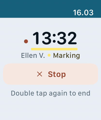 Apple Watch: a mark has been set, and the face shows that marking is on