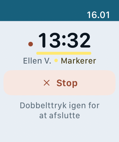 Apple Watch: en markering er sat, og skiven viser, at der markeres