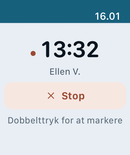 Apple Watch under en samtale: tiden, der er gået, og en rolig rød prik for optagelsen